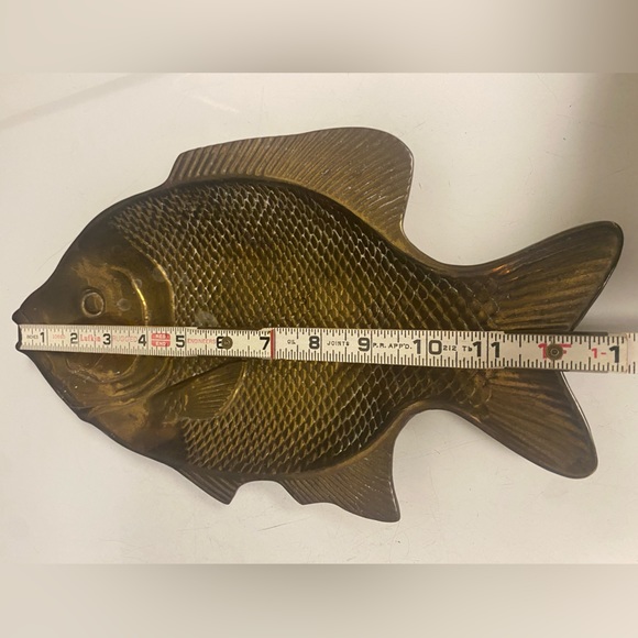 Solid Brass Fish Shaped Trinket Dish Tray 13 Inch - Picture 6 of 13